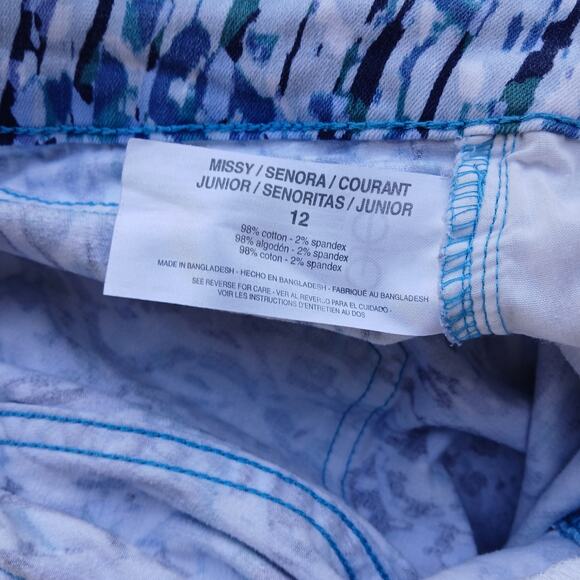 Nine West Chrystie Capri Denim Blue Print 12 stretch soft twill low rise cuffed - Picture 7 of 16